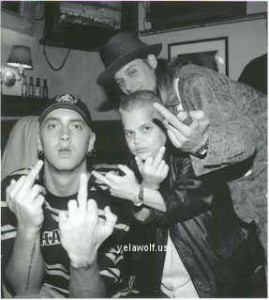 Eminem, Joe C and Kid Rock saying hello