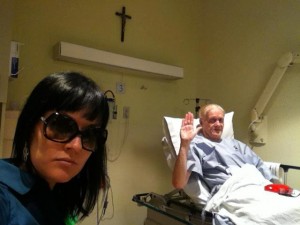 Kim Fowley and Snow Mercy in the hospital