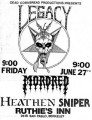 Legacy, Mordred, Heathen, Sniper - Ruthie's Inn - June 27, 1985