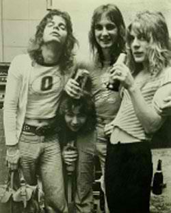 Kelle Rhoads, Kelly Garni and Randy Rhoads at Kelly Garni’s B-day party back in the day